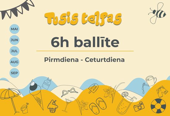 Tusis telpu īre 6h vasaras sezonā (pirmdiena - ceturtdiena)